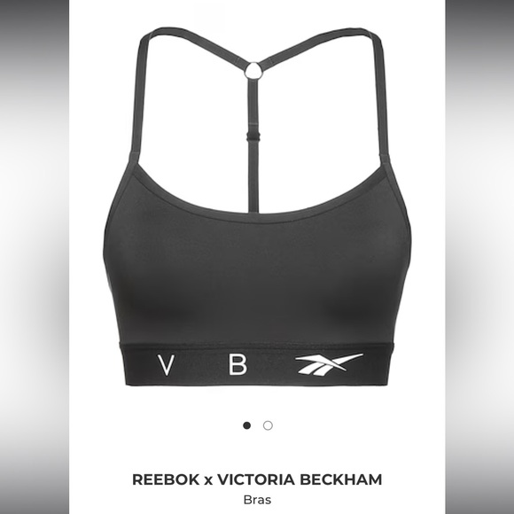Reebok x Victoria Beckham Graphic Print Scoop Neck Crop Top XS Black Sportsbra - Picture 5 of 6